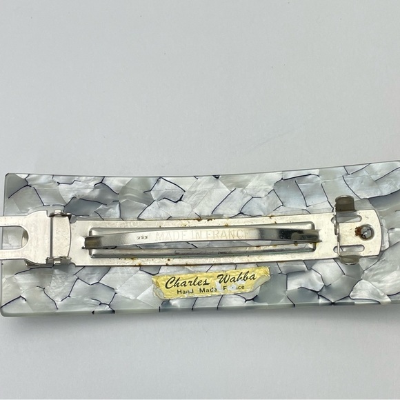 CHARLES Wahba Made in France Pearlescent Rectangular Barrette - Picture 3 of 8